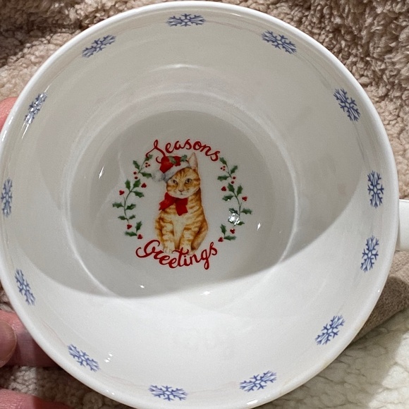 Portobello Kitty Cat in Christmas Hat Mug Seasons Greetings Made in England NWOT - Picture 4 of 12